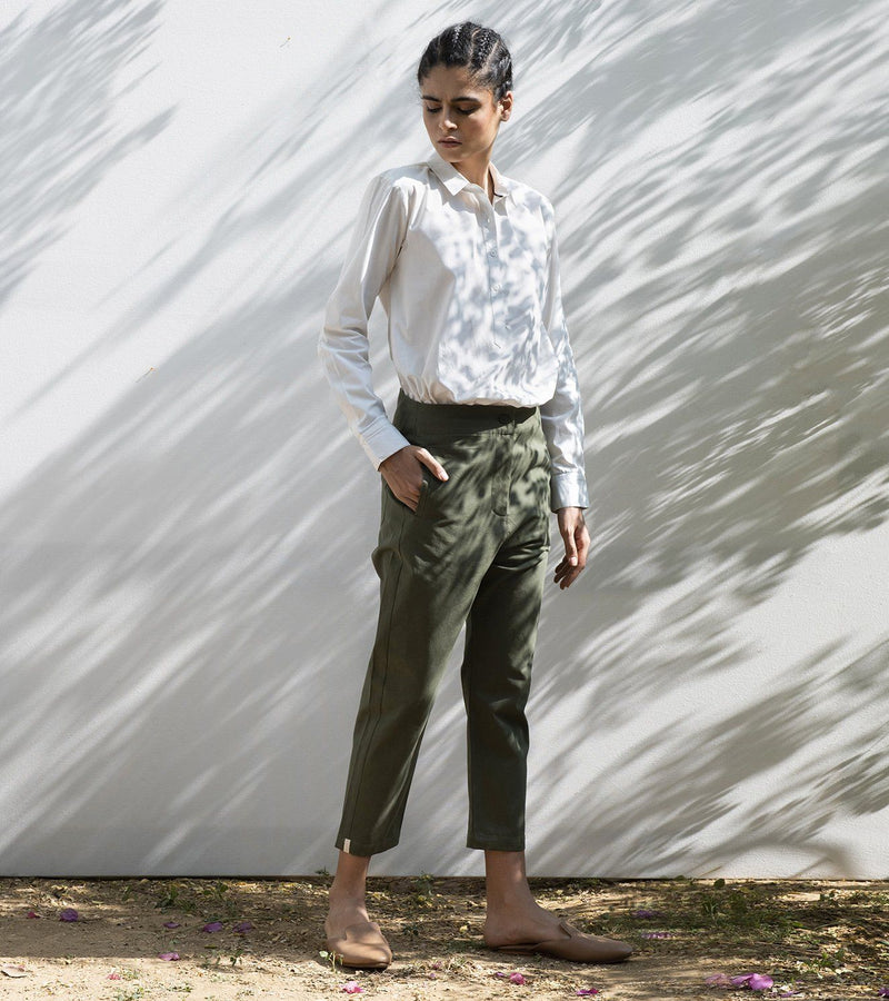 Sycamore Cropped Trousers Bottoms by Khara Kapas for women Worldwide