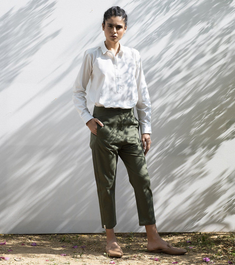 Sycamore Cropped Trousers Bottoms by Khara Kapas for women Worldwide