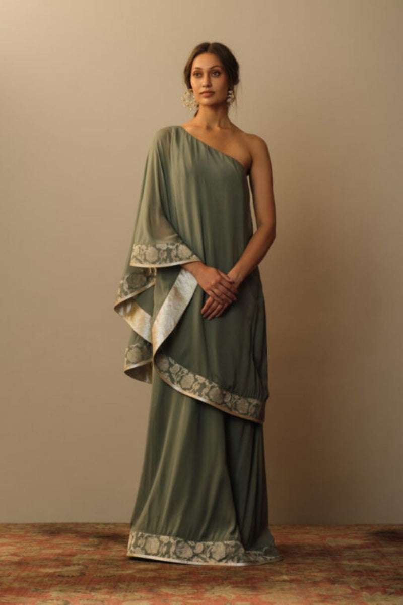 Toga dress Grey Georgette Indo-Western Wear by Mallika Mathur for women Worldwide