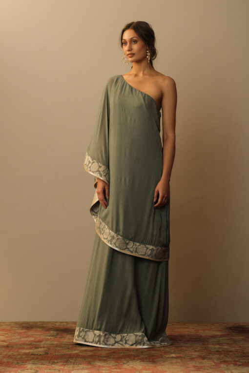 Toga dress Grey Georgette Indo-Western Wear by Mallika Mathur for women Worldwide