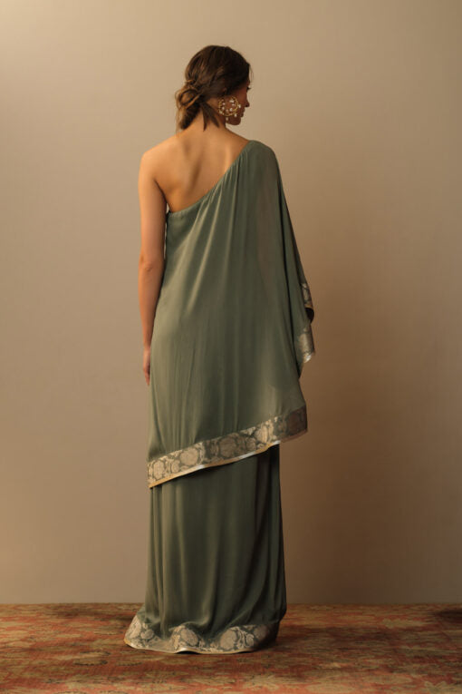 Toga dress Grey Georgette Indo-Western Wear by Mallika Mathur for women Worldwide
