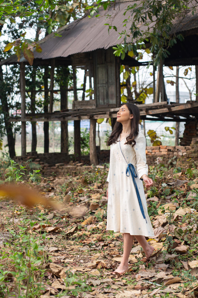 Tonga Wrap Dress Dress by Moborr in white color for women Worldwide