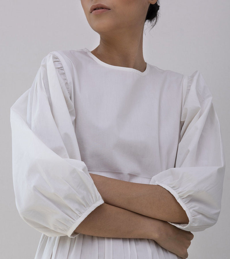 Tuberose Tiered Dress Dress by Khara Kapas in white for women Worldwide