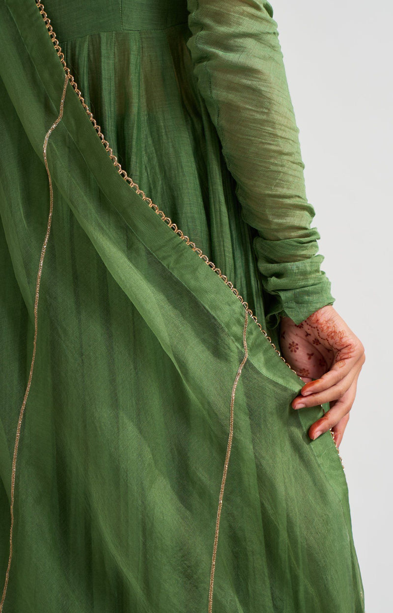 Vara Leaf Green Ghoomer Anarkali Set Fashion DOT