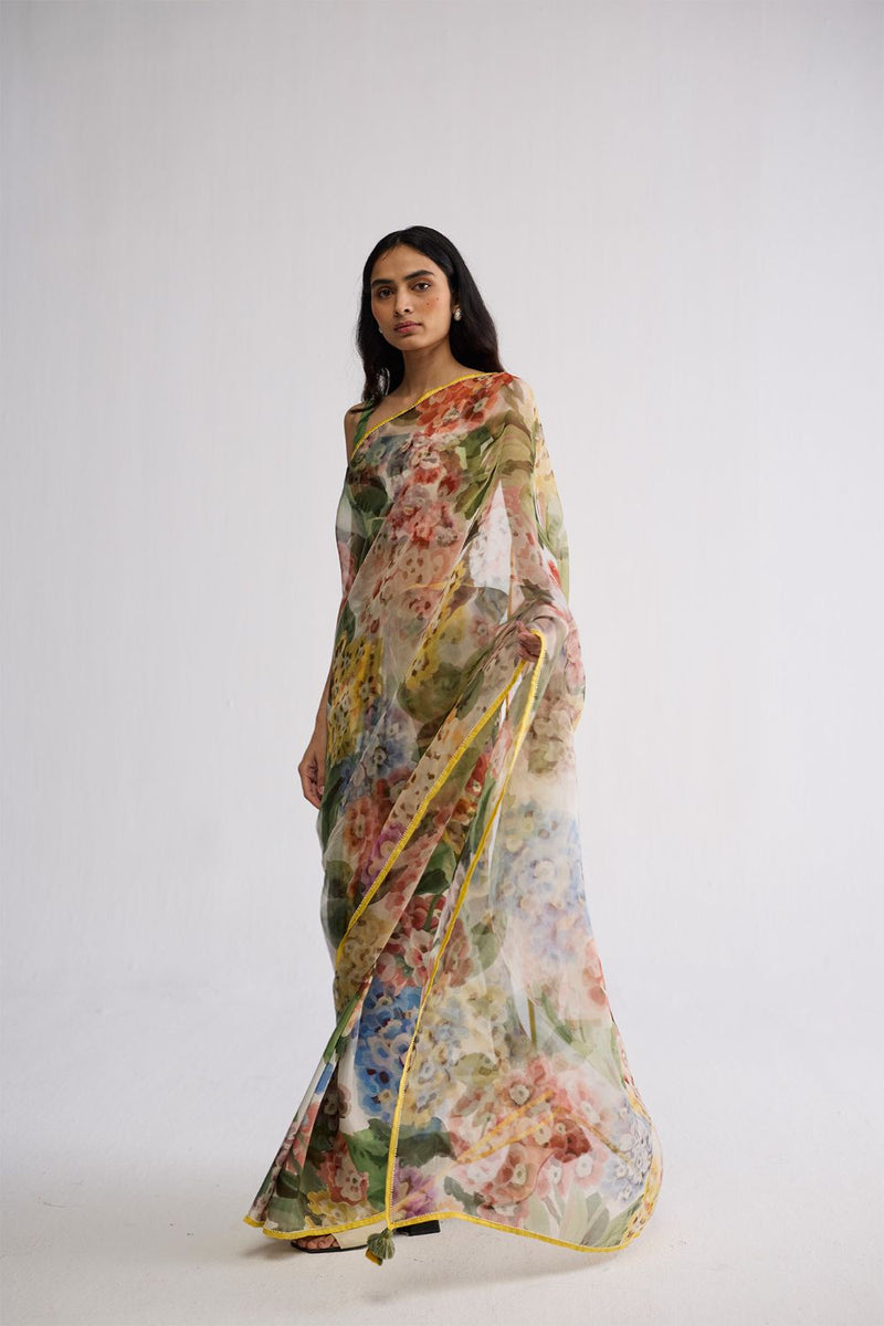 VERANDA SILK & ORGANZA SAREE silk & organza saree by YAM in multicolor for women Worldwide