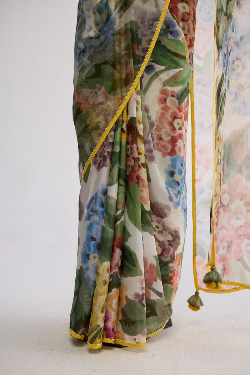 VERANDA SILK & ORGANZA SAREE silk & organza saree by YAM in multicolor for women Worldwide