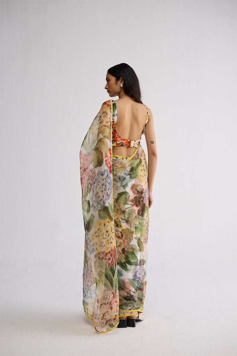 VERANDA SILK & ORGANZA SAREE silk & organza saree by YAM in multicolor for women Worldwide