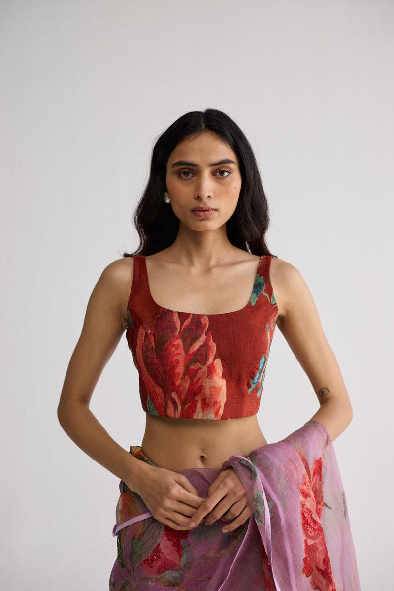 VINE BLOUSE cotton blouse by YAM in purple for women Worldwide