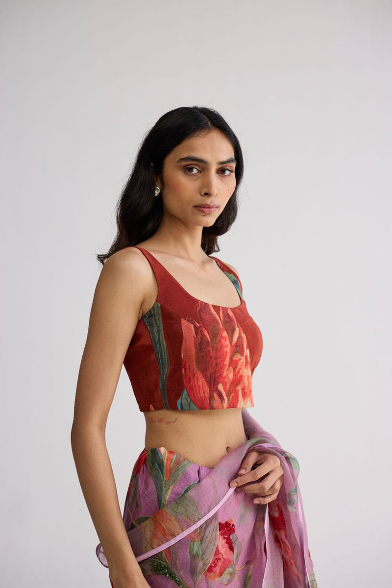 VINE BLOUSE cotton blouse by YAM in purple for women Worldwide