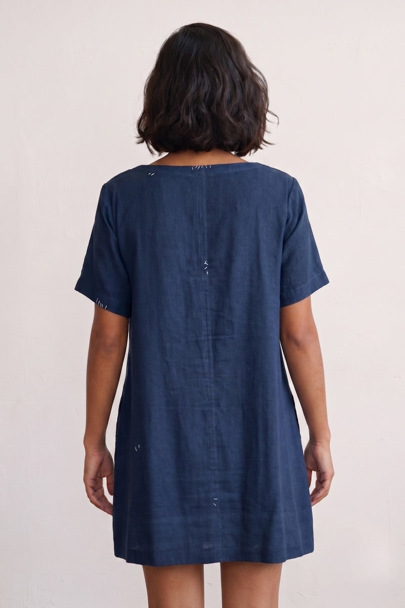 Sora Muted Indigo Dress hemploop, lyocell dress by Doodlage in indigo for women Worldwide