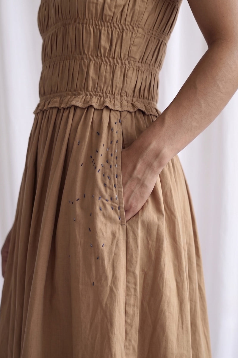 Midsummer Sand Beige Dress poplin dress by Doodlage in beige for women Worldwide