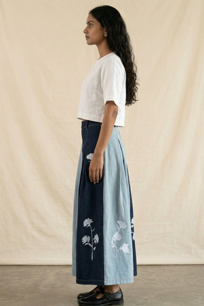 Judy Denim Panelled Skirt denim skirt by Doodlage in blue for women Worldwide