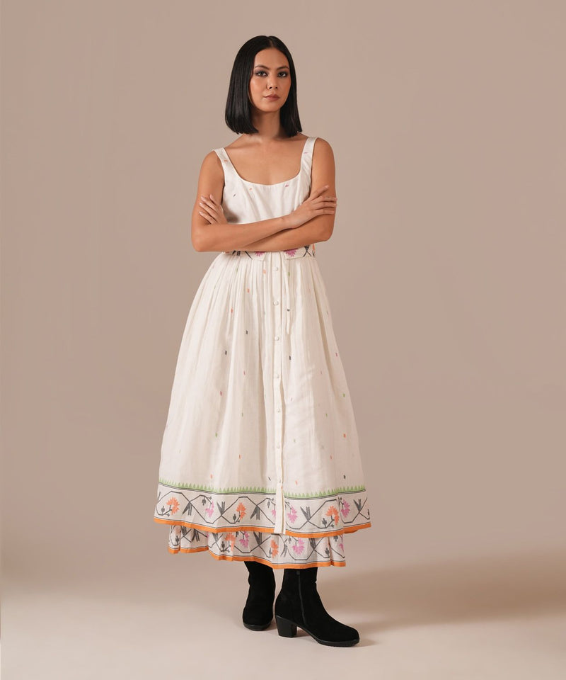 WHISPERING LOTUS DRESS silk by Indigo Dreams in white color for women Worldwide