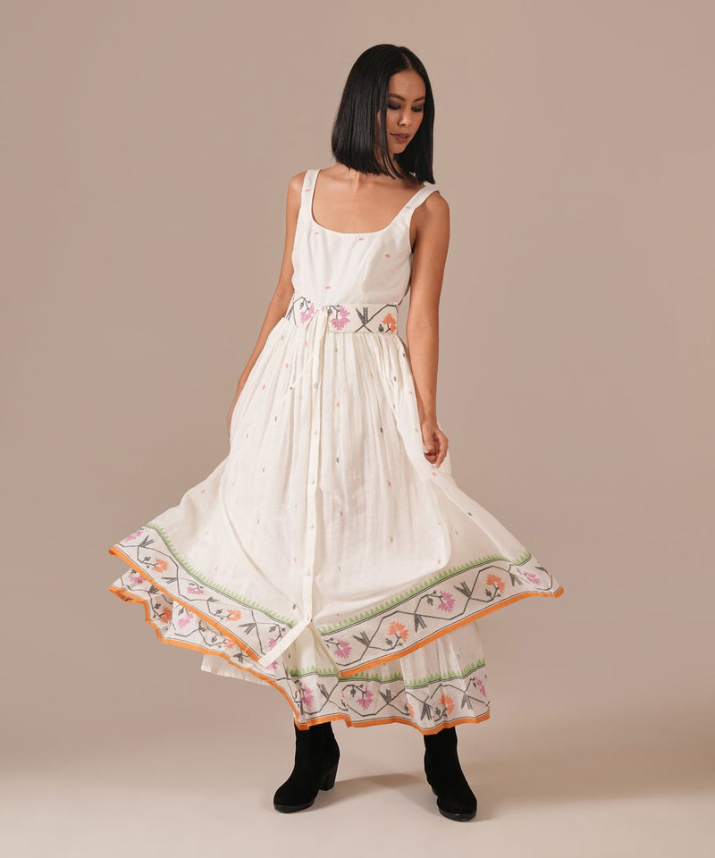 WHISPERING LOTUS DRESS silk by Indigo Dreams in white color for women Worldwide