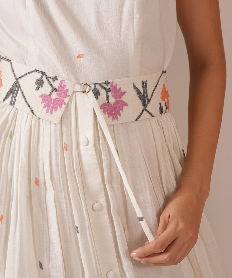 WHISPERING LOTUS DRESS silk by Indigo Dreams in white color for women Worldwide