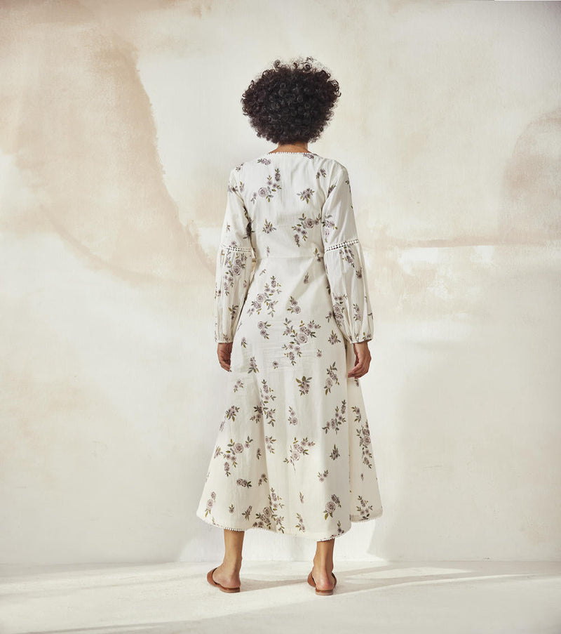 White Ikigai Dress by Khara Kapas in white for women Worldwide