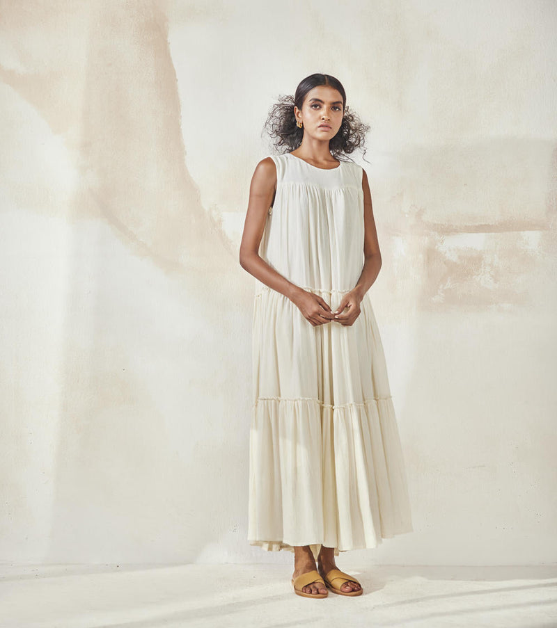 White Lily Bouque Dress by Khara Kapas in white for women Worldwide