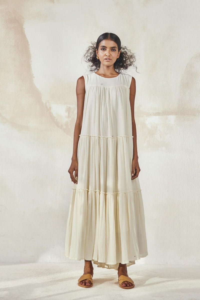 White Lily Bouque Dress by Khara Kapas in white for women Worldwide