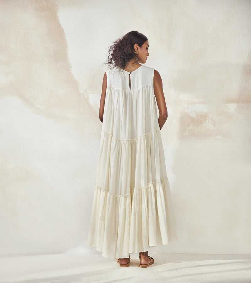 White Lily Bouque Dress by Khara Kapas in white for women Worldwide