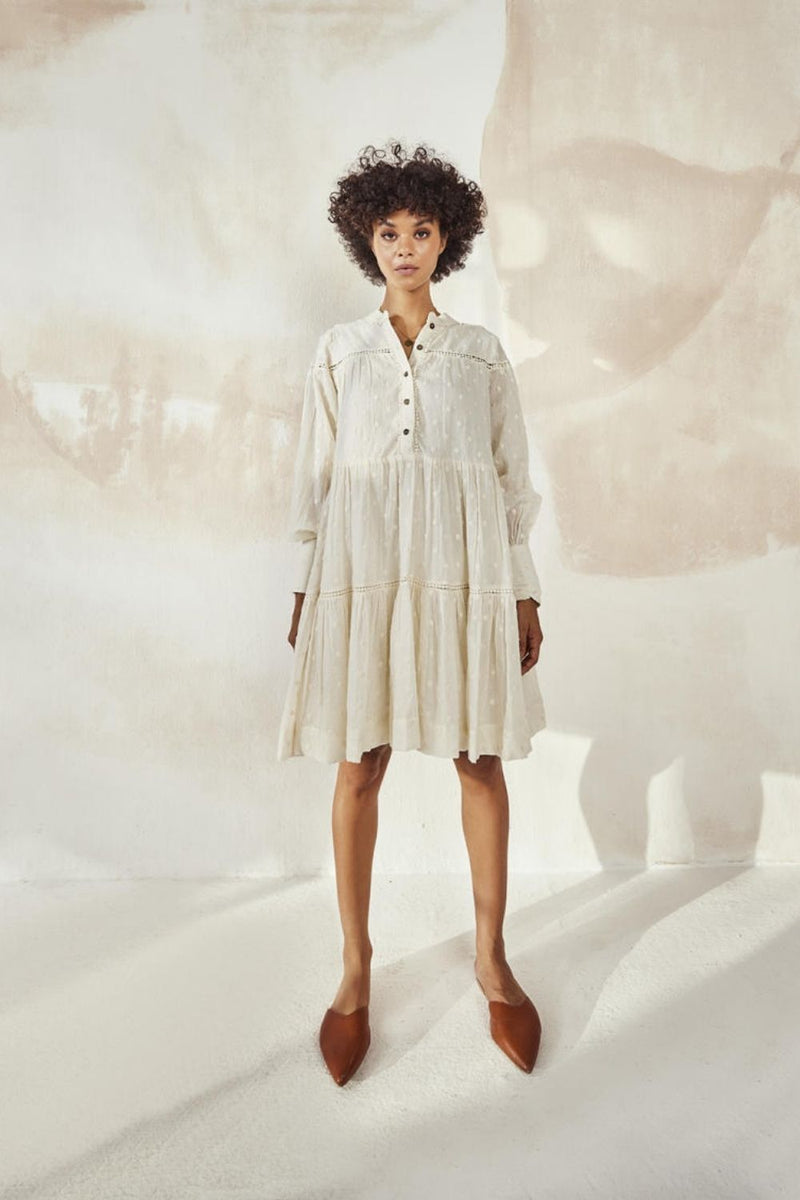 White Pebble Dress by Khara Kapas in white for women Worldwide