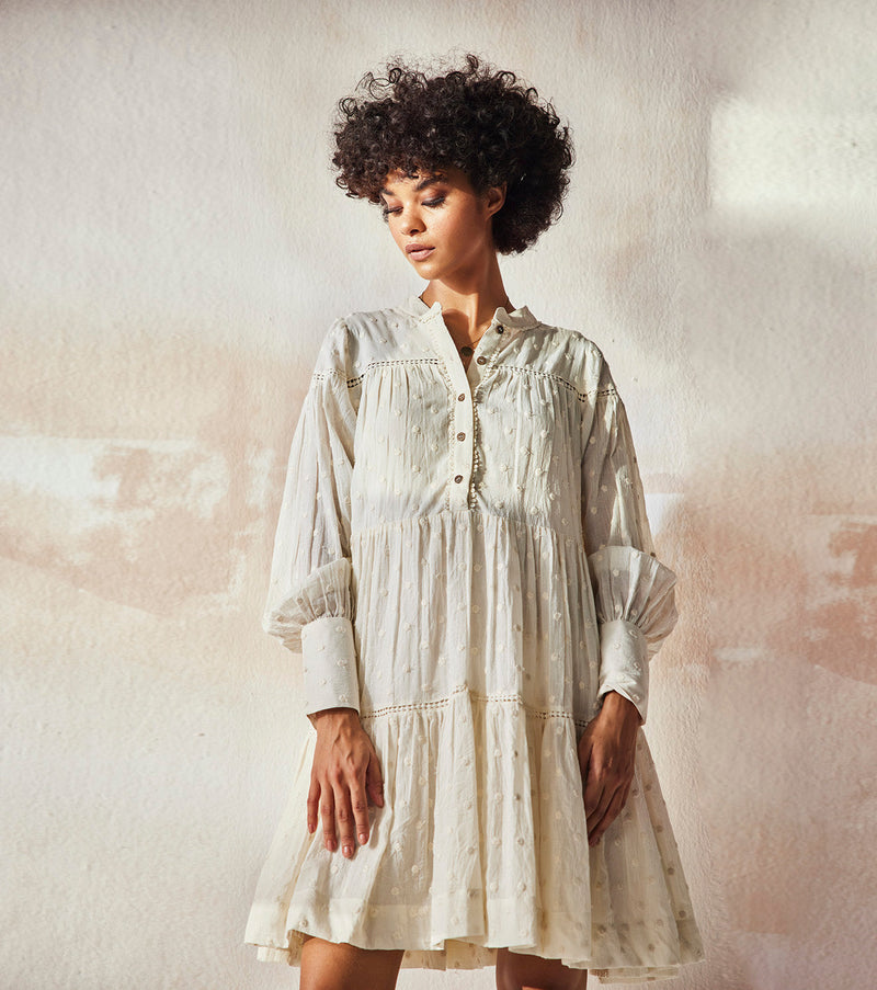 White Pebble Dress by Khara Kapas in white for women Worldwide