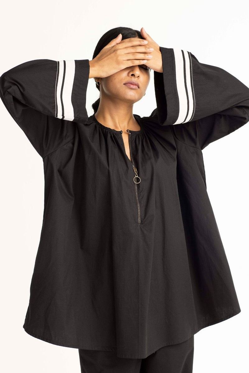 Wide Sleeve Top - Black by THREE in black color for women Worldwide
