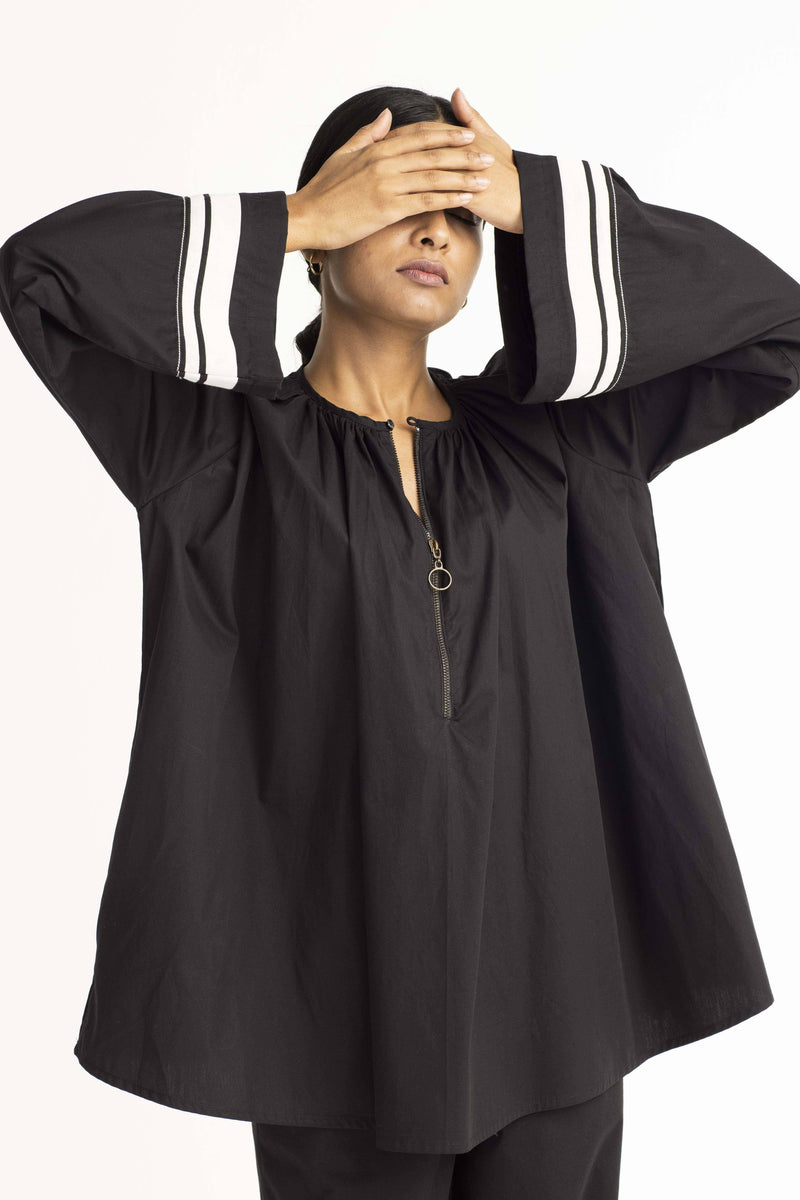 Wide Sleeve Top Co-ord - Black by THREE in black color for women Worldwide