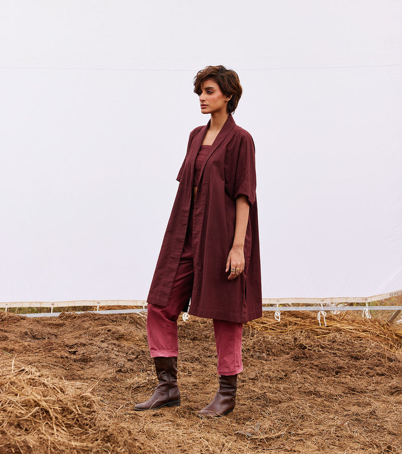 Wine co-ord set cotton by Khara Kapas for women Worldwide