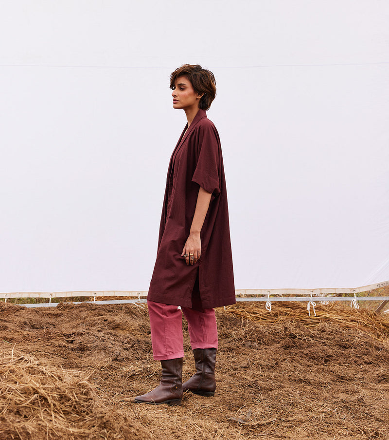 Wine co-ord set cotton by Khara Kapas for women Worldwide