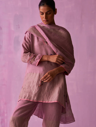 Cyra Hand-Embroidered Kurta Set - Lavender