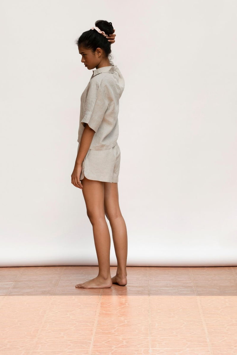 Women's Undyed Linen Shorts Set linen by Saphed for women Worldwide
