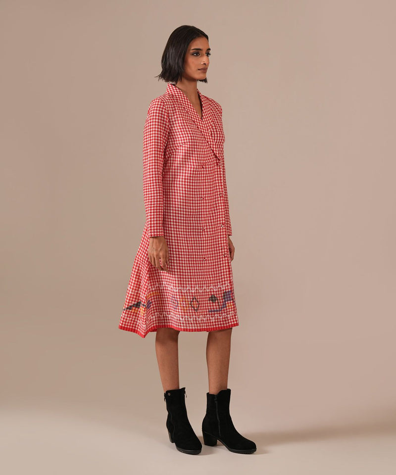 WOVEN WHIMSY DRESS 100% cotton by Indigo Dreams in red color for women Worldwide