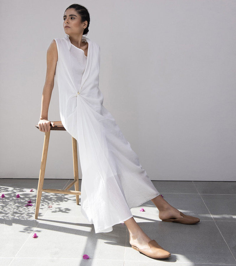 Wrap A Wreath Dress Dress by Khara Kapas in white for women Worldwide