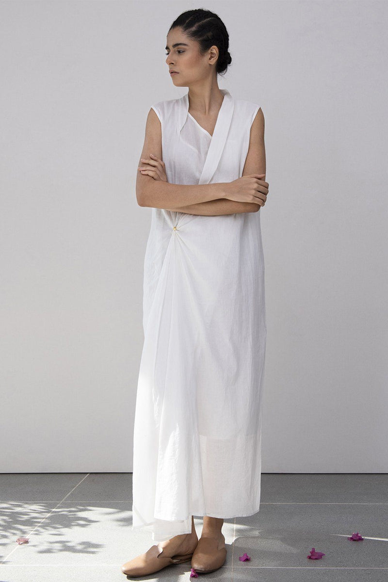 Wrap A Wreath Dress Dress by Khara Kapas in white for women Worldwide