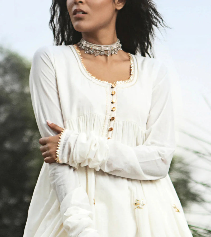 YASMIN Kurta Sets by Khara Kapas in white for women Worldwide