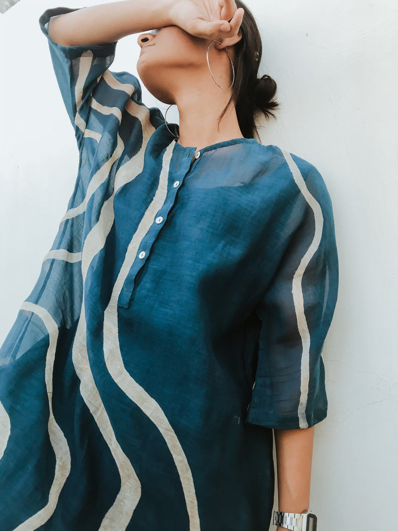 Yaz Dress Indigo Dress by Nirjara for women Worldwide