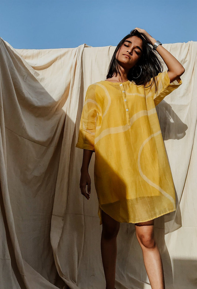 Yaz Dress Yellow Dress by Nirjara for women Worldwide