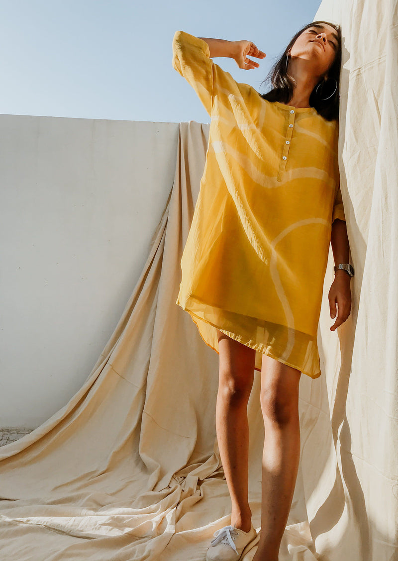 Yaz Dress Yellow Dress by Nirjara for women Worldwide