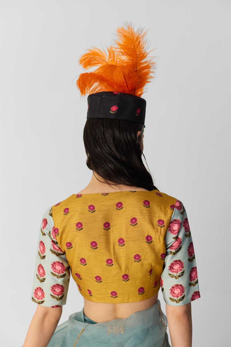 YELLOW BLUE BOOTI BLOUSE silk by Yam in multi color for women Worldwide