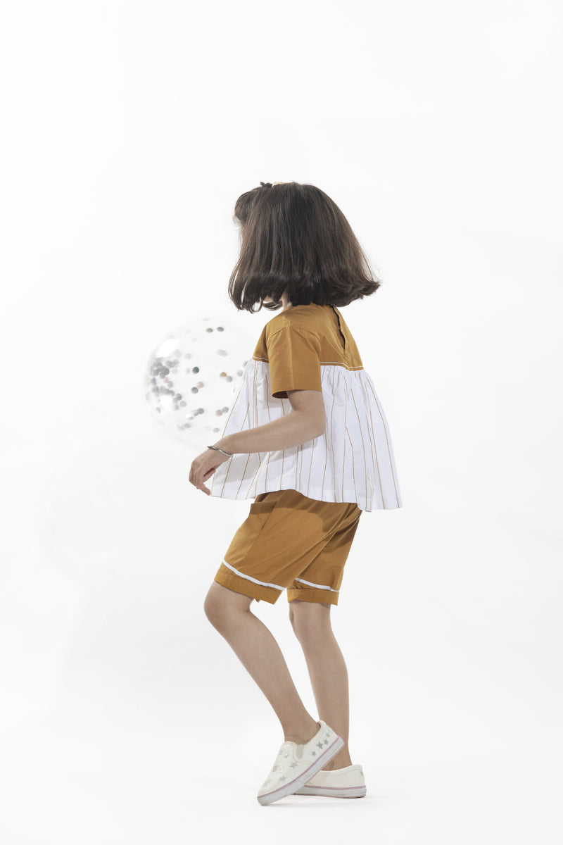 YOKE GATHER TOP- MUSTARD Kids THREE Kids 