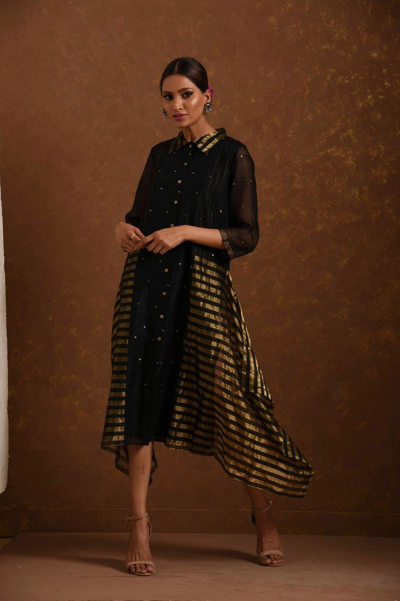 Zuri Black & Gold Dress by Priti Prashant for women Worldwide
