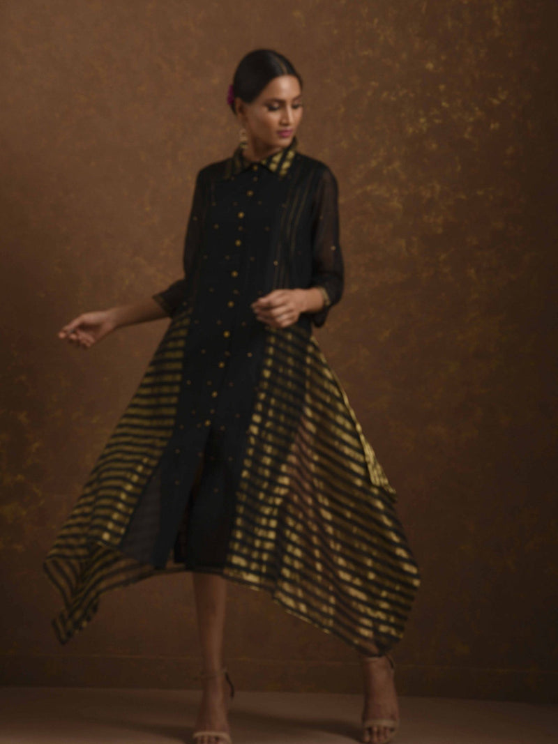 Zuri Black & Gold Dress by Priti Prashant for women Worldwide
