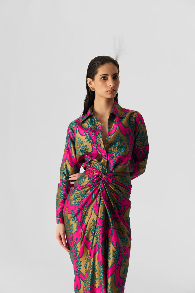 ZUZI SHIRT & SKIRT SET silk by Yam in multi color for women Worldwide