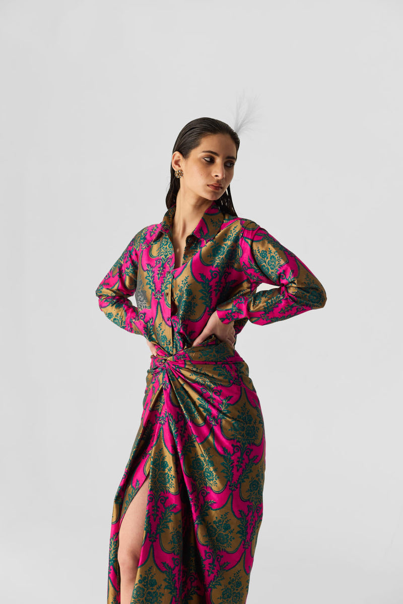 ZUZI SHIRT & SKIRT SET silk by Yam in multi color for women Worldwide