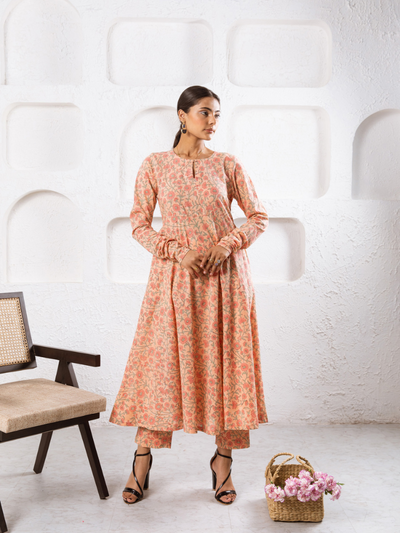 Peach Gardenia Kurta Set