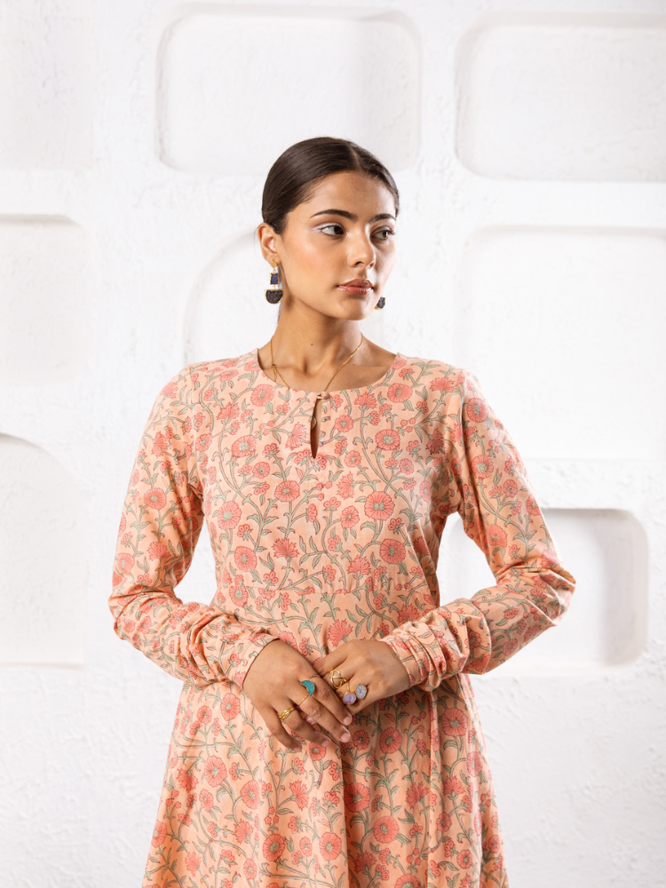 Peach Gardenia Kurta Set