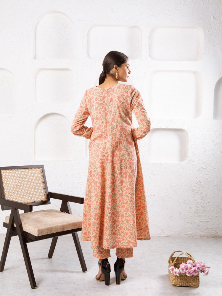 Peach Gardenia Kurta Set