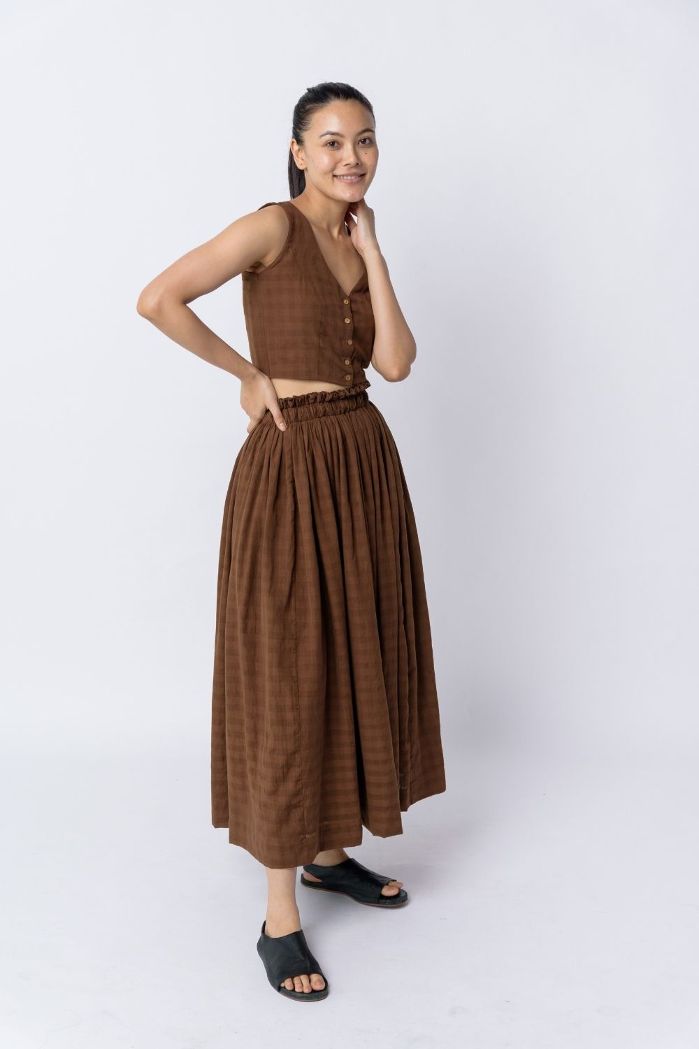 Antique brown pull - on skirt - Brown