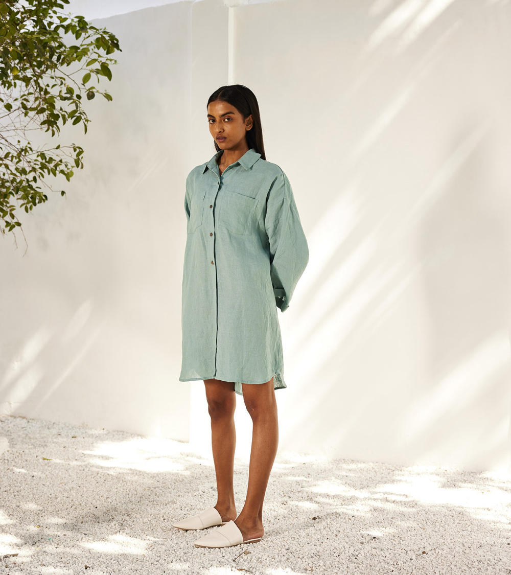 Blue haze shirt dress