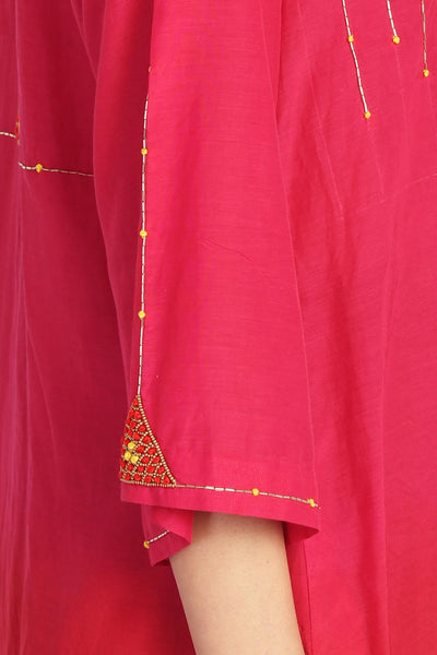 Red Ombre embroidered Kurta Co-ord